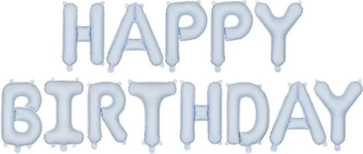 Folieballon Happy Birthday matblauw 340 × 35 cm