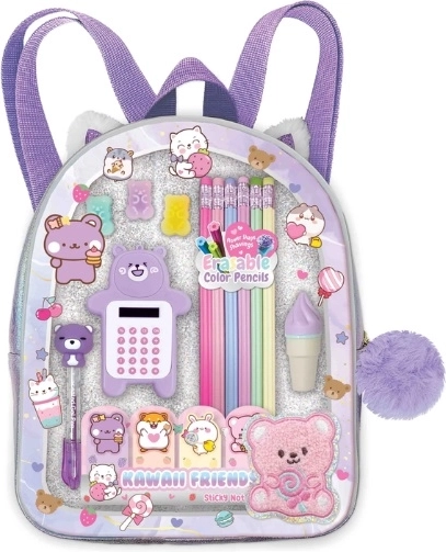 Hot Focus purple mini backpack with school supplies