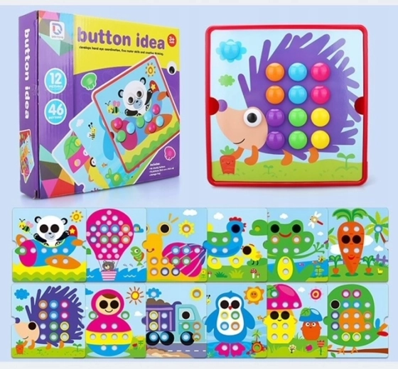 Mosaïque-livret à boutons Hérisson – entraînement de la motricité fine