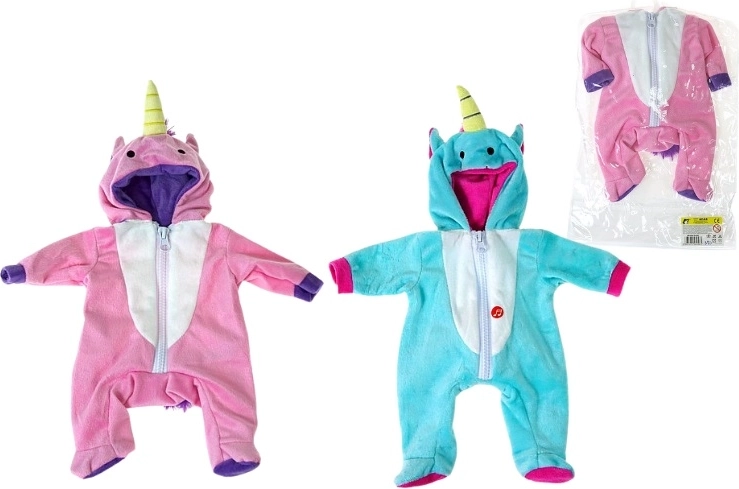 Unicorn hooded onesie jumpsuit for a 40 cm doll