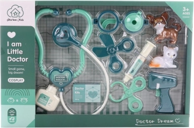 Trousse de vétérinaire avec petit chien et chat à piles