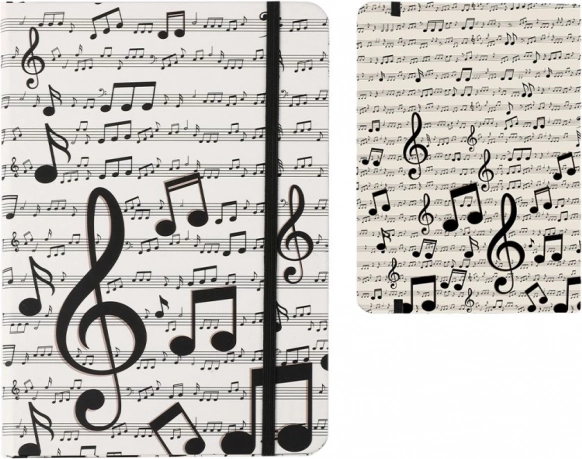 Bloc-notes A5 avec couverture rigide motif musical
