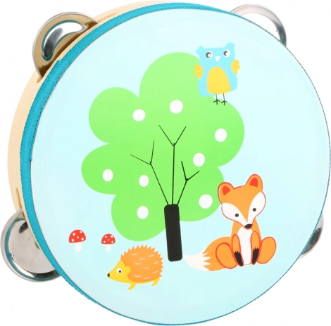 Tambourin en bois avec petit renard