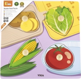 Viga Holzpuzzle mit Knöpfen Gemüse