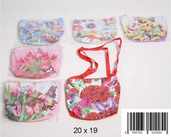 Gift paper bag with flowers and butterflies