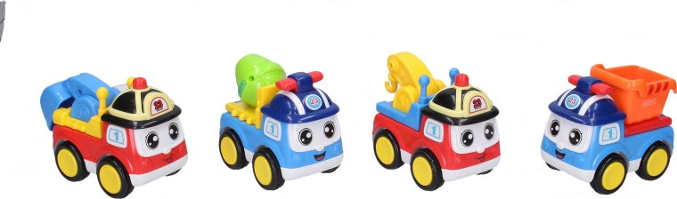 Construction toy car with face 13 cm with flywheel
