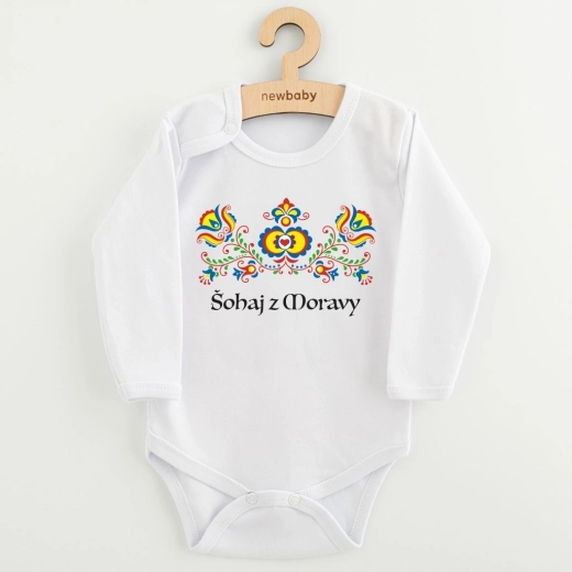 New Baby body bébé à manches longues avec imprimé folklorique « šohaj de Moravie », taille 62 (3–6 mois)