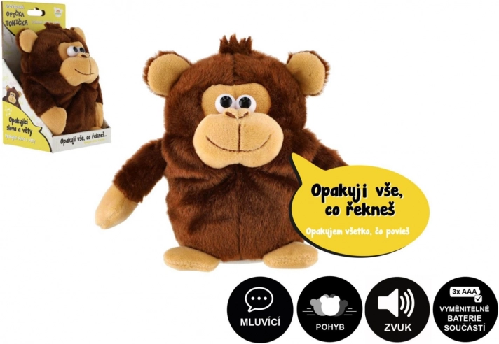 Singe en peluche Tonička qui répète les phrases 18 cm avec son