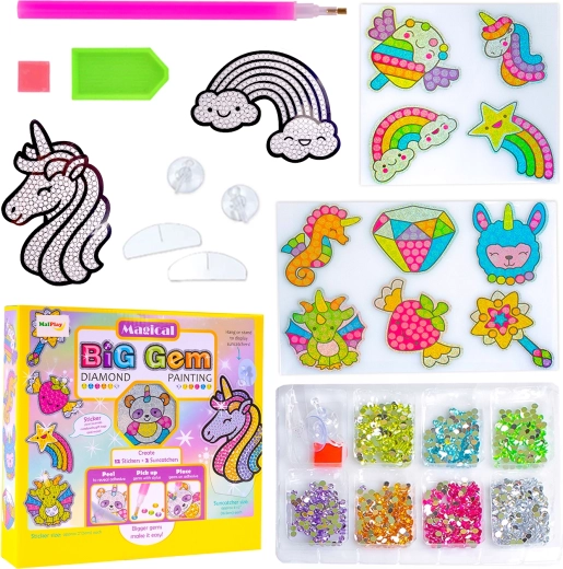 diamond painting set with a unicorn and rainbow
