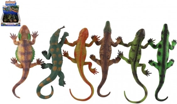 Set van rubberen hagedissen met zuignap in doos