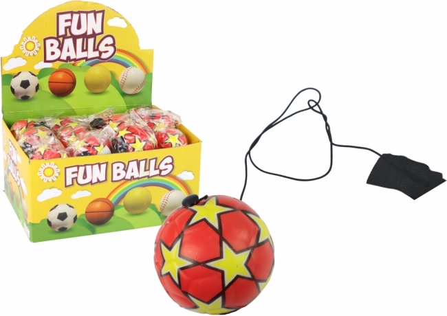 PU Yo-Yo Soccer Ball on Elastic Cord, 6 cm, Red with Stars