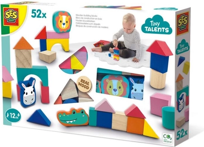 SES wooden colorful building blocks for children