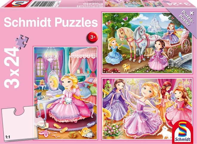 Fairy-tale Princesses Puzzle Set 3×24 Pieces SCHMIDT