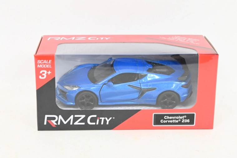 RMZ Chevrolet Corvette Z06 2023 – blauw metalen model 1:37 met pull-back