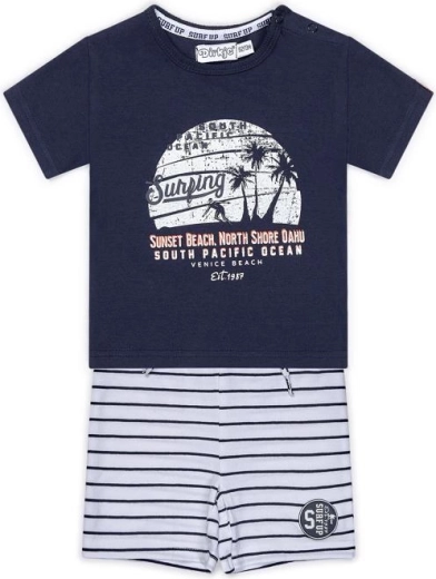 Ensemble enfant Dirkje 2 pièces : t-shirt et short, rayures bleu marine et blanc
