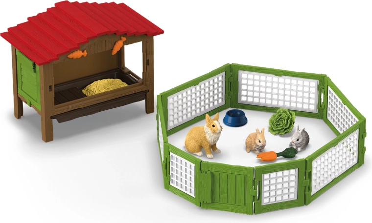 Rabbit figures and feeding accessories