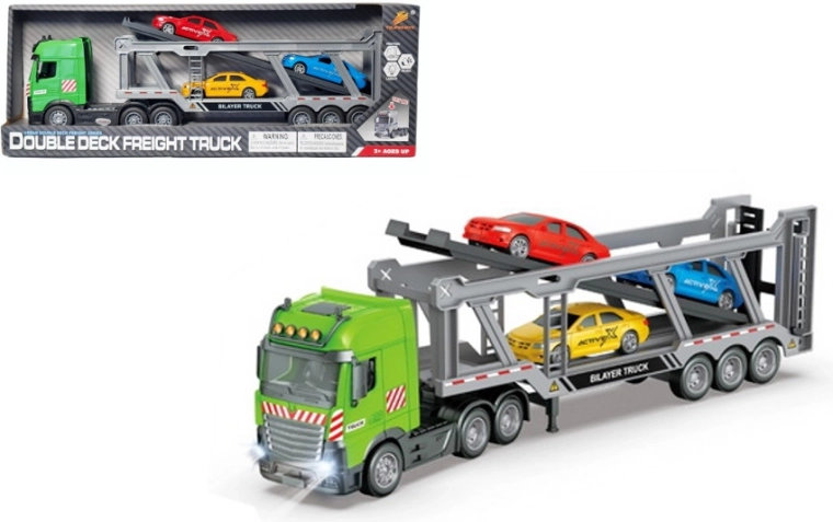 Camion transporteur avec petites voitures, avec lumière et son