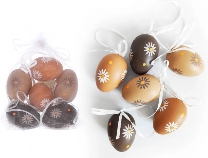 Dekorative bemalte Plastikeier 6 cm, 6 Stk.