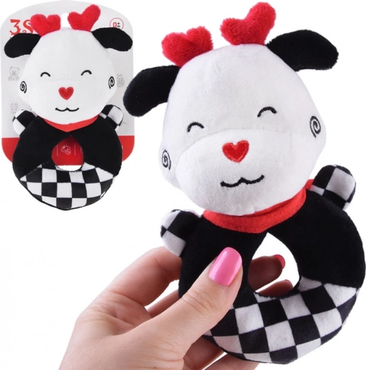 High-Contrast Cow Rattle with Squeaker for Babies