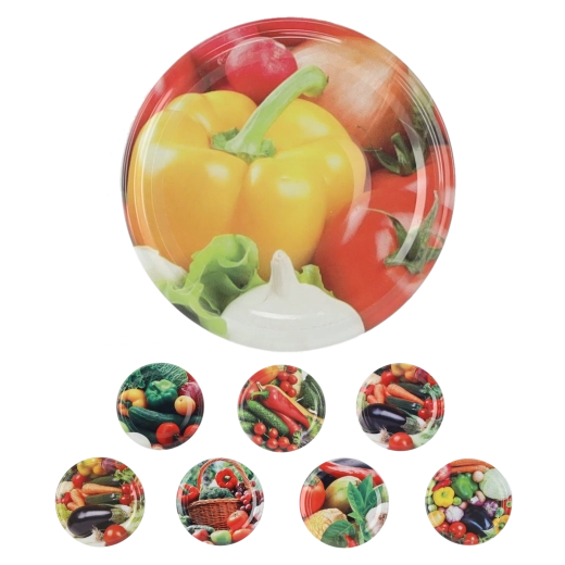 Twist-off canning lid FI 66 with vegetable motif – mixed designs (1250 pcs)