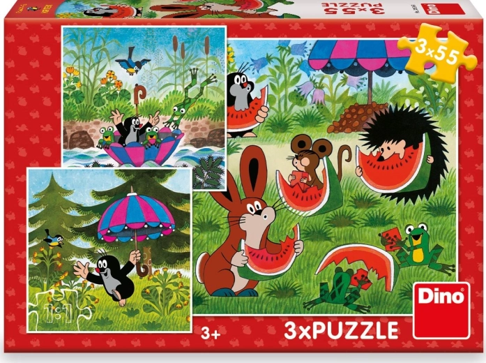 Dino Little Mole and the Umbrella puzzle 3x55 pieces