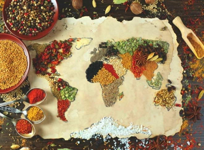 Puzzle Carte du monde en épices 1000 pièces