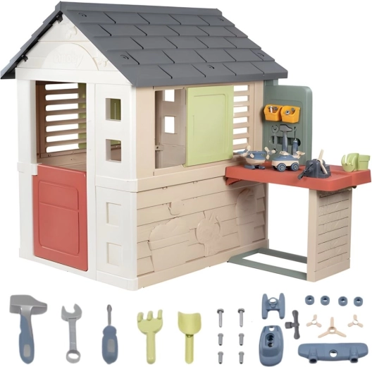 kinderhuis SMOBY met werkplaats en 39 accessoires