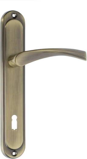 Ferrure de porte ATENA avec serrure à clé 90 mm, patine