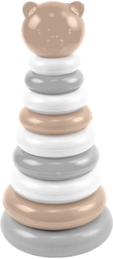 Wooden Stacking Pyramid Bear – beige–gray