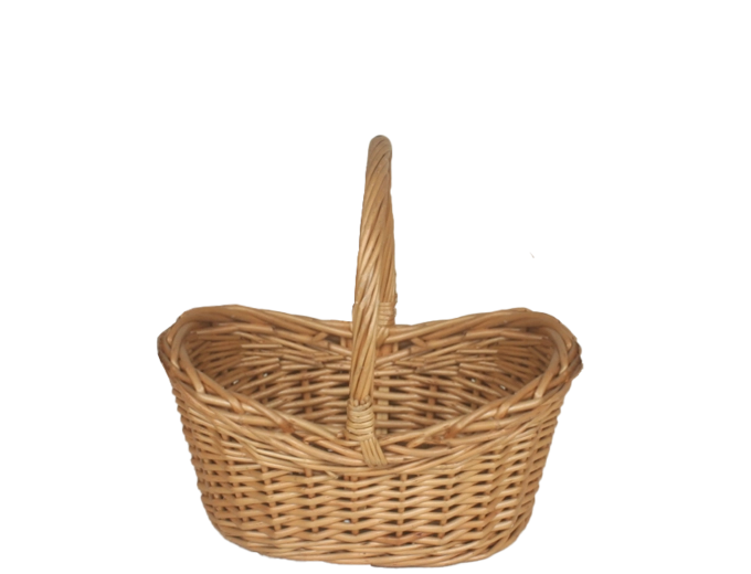 Natural wicker basket with handle 20 × 14 × 10/18 cm