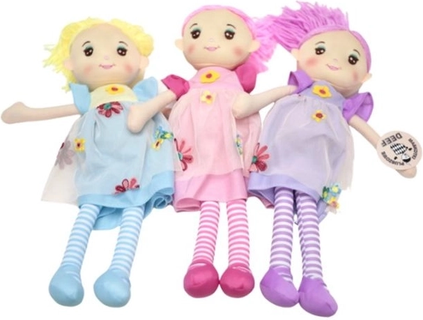 Soft doll in striped tights