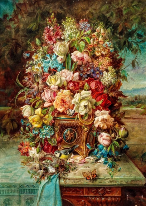 Floral Still Life with Titmouse Puzzle 1000 Pieces