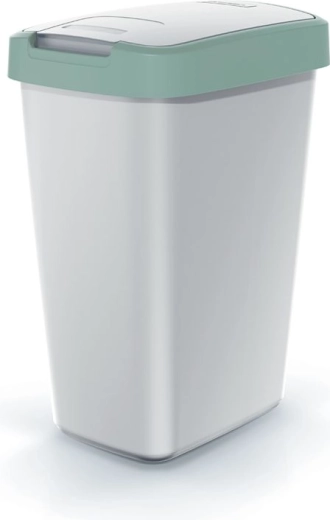 12 L Trash Can with Lid, Ash Gray with Light Green Lid