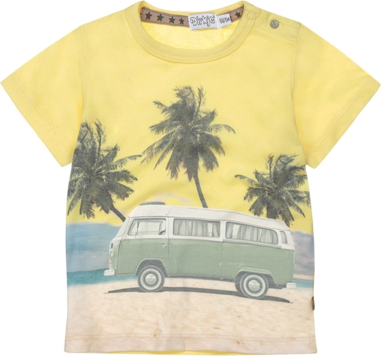 T-shirt enfant jaune avec imprimé palmiers