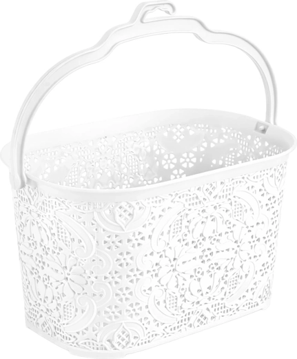 Hanging peg basket 22 × 14.5 × 13.5 cm, white plastic