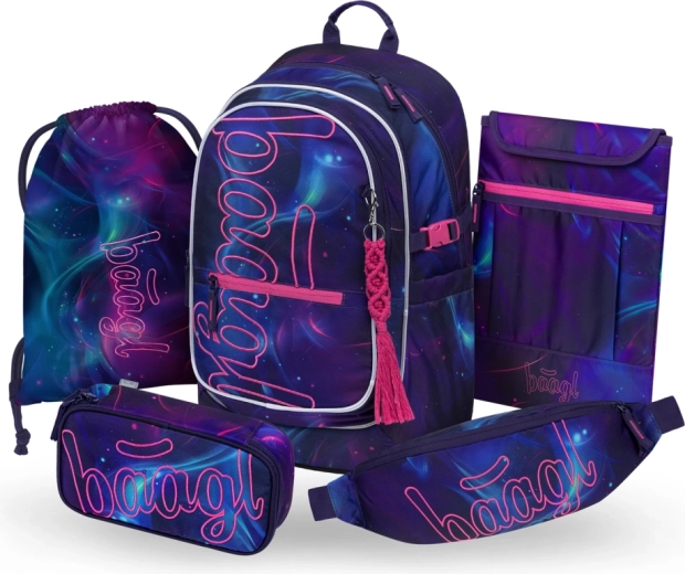 Baagl set 5 Core Nova – schoolrugzak, etui, gymsack, heuptas en laptophoes GRS