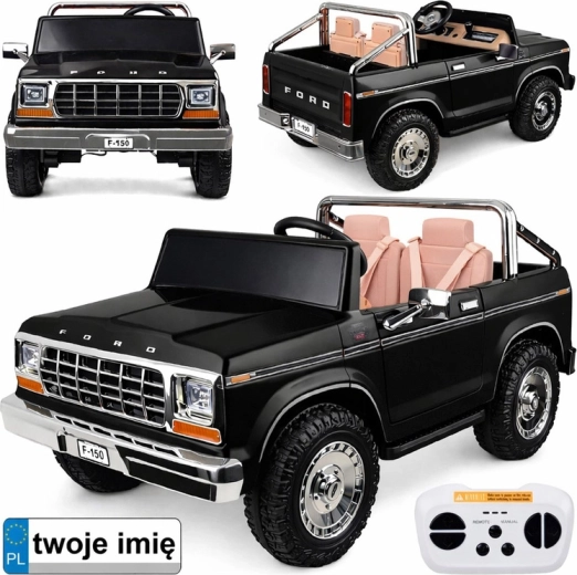 Electric ride-on pickup for kids in the style of FORD BRONCO, two-seater