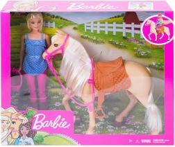 Barbie riding set with horse and helmet