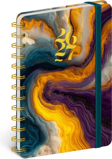 Agenda spirale 18 mois Petito – agate colorée 2026/2027, 13 × 18 cm