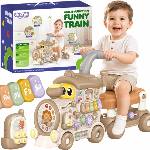 Petit train interactif Woopie 3 en 1 – porteur, trotteur et panneau éducatif avec lumières et sons