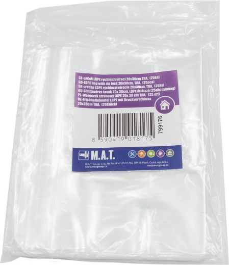 LDPE resealable bags 20 × 30 cm, pack of 25