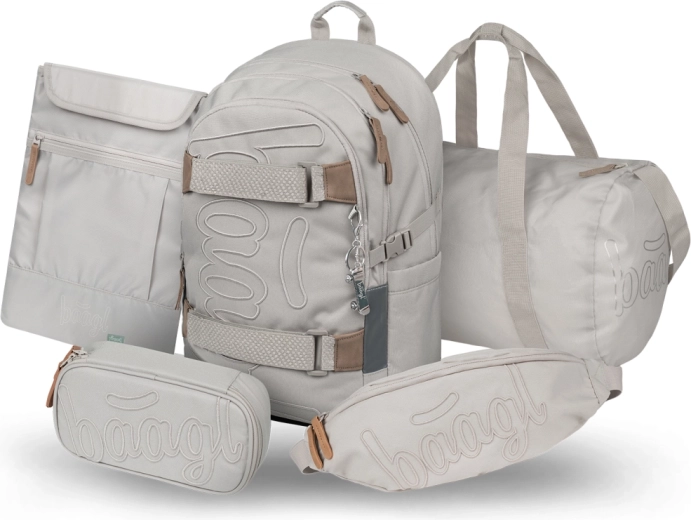 Baagl set 5 Skate Mist – schoolrugzak, etui, sporttas, heuptasje en laptophoes