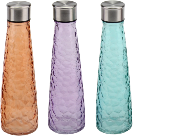 Bouteille d’eau en verre texturé 0,5 l avec bouchon à vis