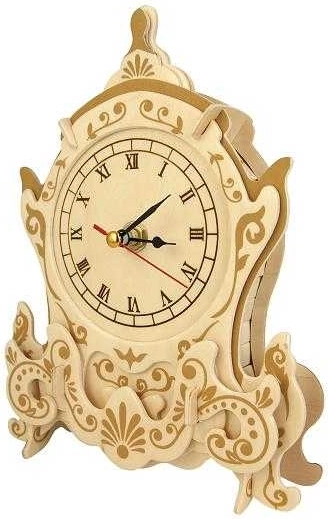 Woodcraft puzzle 3D en bois horloge lutin
