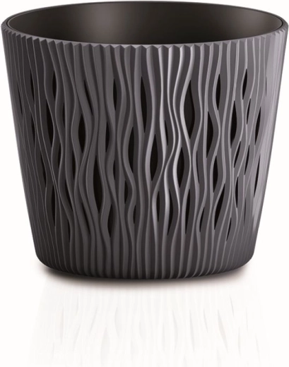 Sandy Round Planter with Insert 12.8 cm Anthracite