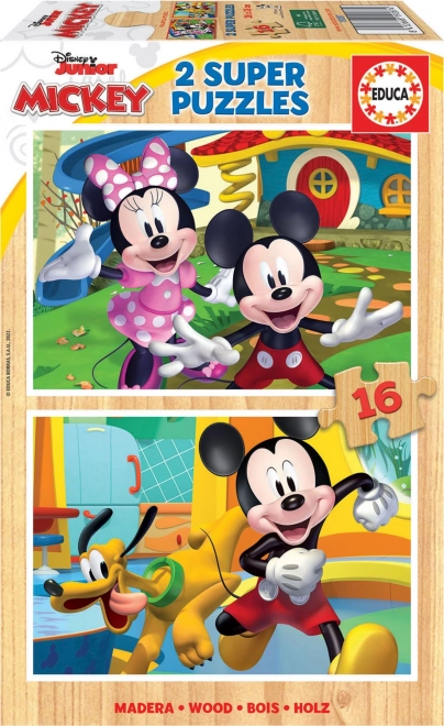 Wooden Puzzle Mickey and Minnie 2×16 Pieces