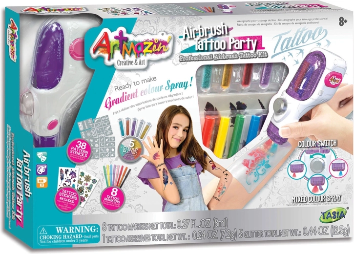 Tasia airbrush tattoo studio with accessories and 38 stencils