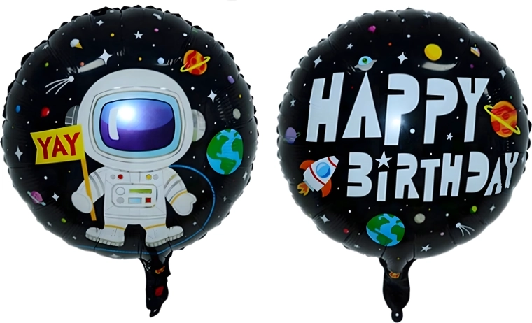 Set of Foil Balloons Space Astronaut and Stars 5 pcs