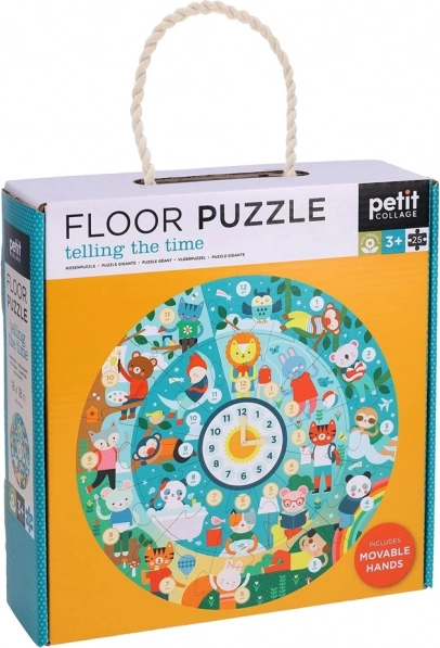 Petit Collage floor puzzle clock for learning time