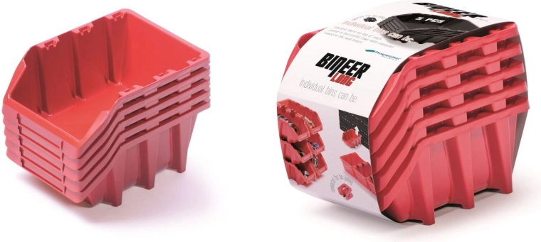 Set of Bineer Long storage boxes, 5 pcs, red